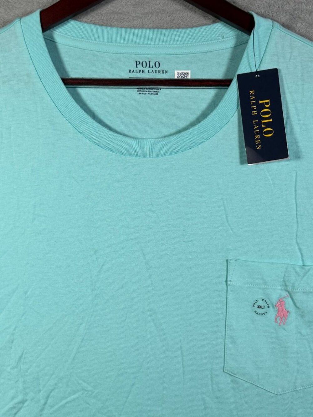 Polo Ralph Lauren T Shirt Mens 3XLT 3XL Tall Mint Green Pocket Crewneck $60